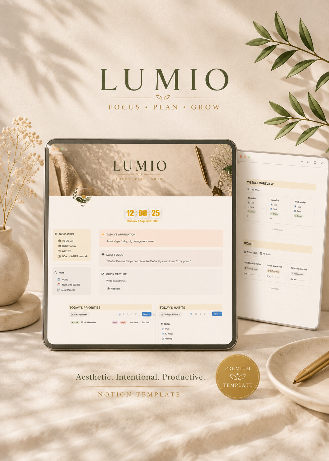 LUMIO Notion Template – All-in-One Life Dashboard (Tasks, Habits, Goals)