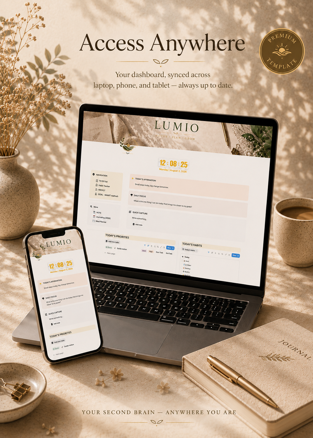 LUMIO Notion Template – All-in-One Life Dashboard (Tasks, Habits, Goals)