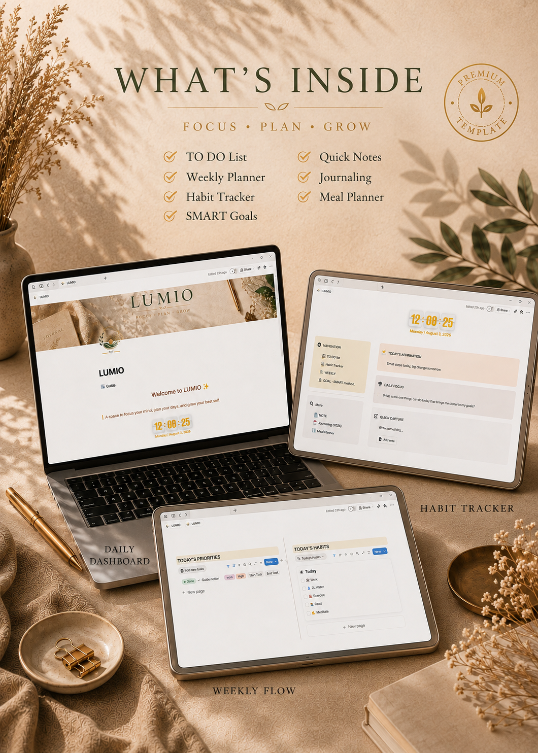 LUMIO Notion Template – All-in-One Life Dashboard (Tasks, Habits, Goals)