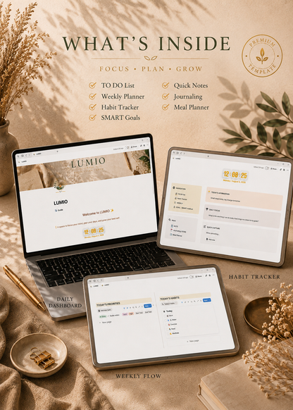 LUMIO Notion Template – All-in-One Life Dashboard (Tasks, Habits, Goals)